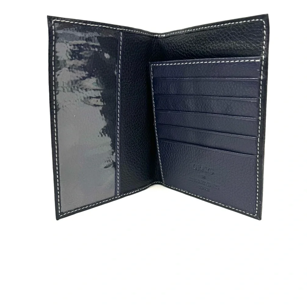 Grays - Stuart Grays of London leather passport cover NWOT black & purple unisex